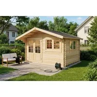 Alpholz Gartenhaus Holz Gabriel 400 x 300 cm Natur Inkl. Boden 28mm Wandstärke, BxT: 438x367 cm, in Naturbelassen Inkl. Fußboden mit 28mm Wandstärke