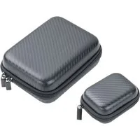 TROIKA Organizer ONPACK Set Hardcover Etui – Tasche für Elektronik & Reiseaccessoires (Spar-Set, 2 St., entnehmbarer Elastikband-Einlage), kompakt & stapelbar, in Braun, Carbon oder Schwarz, 2 Fächer