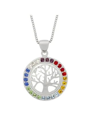 Zeeme Silber Halskette Silber 925 rhodiniert mit Lebensbaum-Motiv