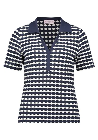 betty barclay - so cosy - - Poloshirt Dunkelblau/Weiß - Gr. - 46