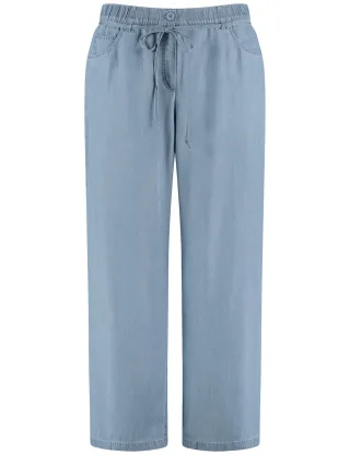 SAMOON - Leichte Sommerhose in Jeans-Optik Carlotta light blue denim - Gr. - 46