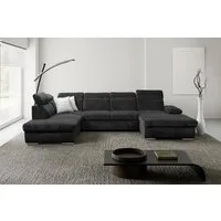 WERK2 Wohnlandschaft Cordoba inkl. Bett, Bettkasten & Kopfteilfunktion, Breite 359 cm, bequem, komfortable Wellenunterfederung, inkl. Schlaffunktion, U-Form