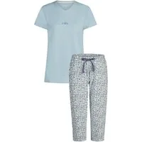 By Louise Schlafanzug Sleep Chic (Set, 2 tlg., 2-teilig) Damen Pyjama Caprihose Kurzarm Baumwolle Sommer
