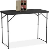 relaxdays Gartentisch klappbar höhenverstellbar, schwarz