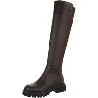 Ital-Design Stilvolle Overknee-Stiefel für Damen – Komfort & Eleganz Plateaustiefel (90109931) Blockabsatz Stiefel in Dunkelbraun