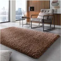 TaraCarpet Langflor-Teppich Ragolle Twilight, rechteckig, Höhe: 60 mm, Shaggy Hochflorteppich rost braun Wohnzimmer Schlafzimmer 065x130