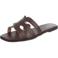 Ital-Design Damen Pantoletten mit Cut-out-Design, flach Pantolette (91970935) Blockabsatz Pantoletten in Braun
