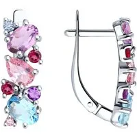 Secretforyou Creolen-Set Ohrringe Creolen Silber Amethyst Topas Korund Steinmix