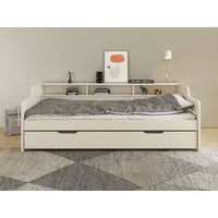 OTTO home Daybett "REETE1", Stauraum, Funktionsbett, Kinderbett, inklusive Schubkasten, mit Regalen, FSC® zertifiziertes Massivholz (Kiefer), Landhausstil