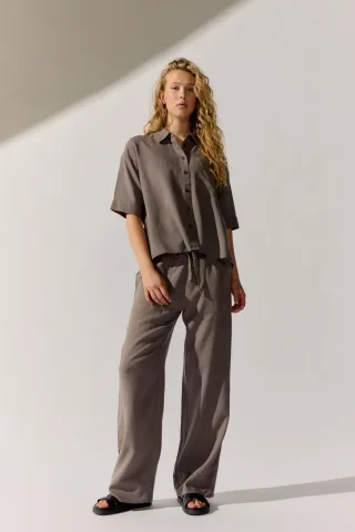 THE FASHION PEOPLE - Linen Pants dark mocha - Gr. - 42