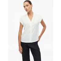 s.Oliver Kurzarmshirt T-Shirt Bluse im Fabricmix mit V-Ausschnitt