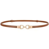 Zaewry Taillengürtel echtes Leder, schmal, Damengürtel,schmaler Taillengürtel Verstellbare goldene Schnalle, perfekt passend zu Kleidern und Jeans.