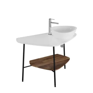 VitrA Plural Konsole 103 cm Ausschnitt rechts für Aufsatzschale wandgebunden Weiß Hochglanz,62580 62580