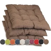 sunnypillow Stuhlkissen 4er Set Stuhlkissen mit Bändern Ontario, Braun