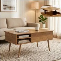 en.casa Couchtisch, »Vasdabod« mit Liftplatte 96 x 59 x 50 cm Eicheoptik