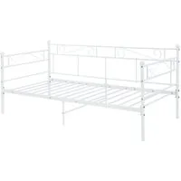 en.casa Metallbett, »Trerunta« Bettgestell 180 x 200 cm Stahl Weiß