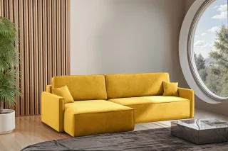 Ecksofa Schlafsofa Sofa LOUIS Stoff Salvador Honiggelb Ottomane Links
