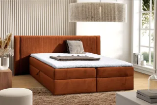 Boxspringbett Schlafzimmerbett CEDRIC 160x200cm Stoff Magic Velvet Terracotta