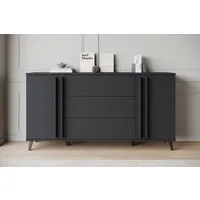 Home affaire Sideboard Helsinki, Kommode mit 2 Türen und 3 Schubladen, Breite 150 cm (1 St), Push-to-Open-Schubladen, höhenverstellbare Einlegeböden