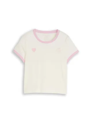 tom tailor kids - Cropped T-Shirt mit Herz-Print wool white - Gr. - 164