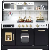COSTWAY Spielküche MDF, Mit Herd, Spüle, Eismaschine, Mikrowelle, Geschirrspüler