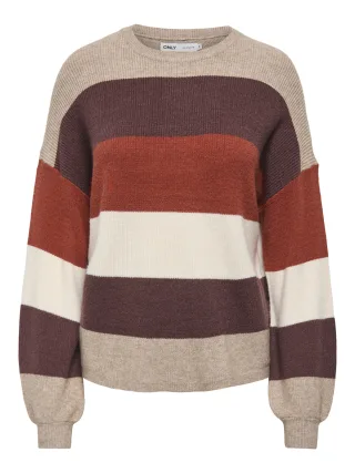 ONLY - ONLATIA L/S STRIPE PULLOV KNT NOOS Beige - Gr. - XL