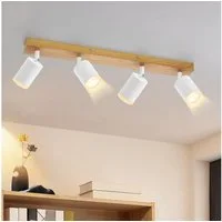 Nettlife Deckenstrahler Schwarz/Weiß GU10 Holz Vintage Deckenspots Küchenlampe, Schwenkbar, LED wechselbar, 350°Drehbar Flur Strahler Industrial für Wohnzimmer Schlafzimmer Küche