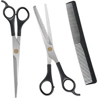 LuxusKollektion Scheren-Set Haarschere Set Profi-Komplettset Schwarz Edelstahl Friseurscheren