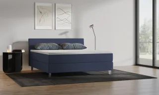 BRUNO Boxspringbett Premium 180x200cm in Blau | Matratzen-Härtegrad: Links H2 / Rechts H3 | mehrfach ausgezeichnet in Design & Qualität