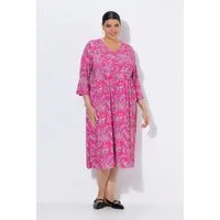 Ulla Popken Maxikleid Jerseykleid Paisley A-Linie V-Ausschnitt 3/4-Arm