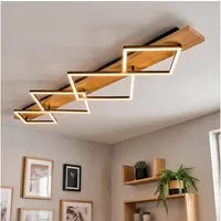 hofstein Deckenleuchte Deckenlampe aus Metall/Holz/Kunststoff in Naturfarben/Schwarz/Weiß, ohne Leuchtmittel, 3000 Kelvin, Leuchte im modernen Design, 56 Watt, 7600 Lumen, 3000 Kelvin
