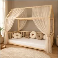 Baby Fancyroom Betthimmel Hausbett Himmel Premium Tüll, Baldachin für Kinderbett Mädchenzimmer, 2-teilig, mit 4 Schleifen, Premium Tüll