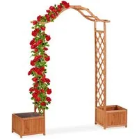 relaxdays Rosenbogen Holz-Rosenbogen mit 2 Pflanzkübeln
