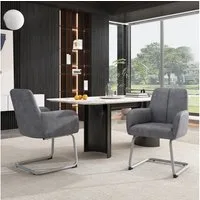 Flieks Freischwinger (2 St), 2er Set Esszimmerstühle Polsterstuhl Wohnzimmer Kunstleder