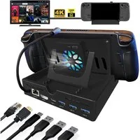 feinlux Speicherladestation Konsolen-Dockingstation Steam Deck, Set, 6 in 1 dock,Docking-Station, Handgehaltene Ständer,HDMI4K60HZ, Mit Ventilatorkühler
