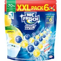 WC Frisch Kraft Aktiv Duftspüler Lemon WC-Reiniger (XXL Spar-Pack, [6-St. 4-fach Aktivstoff-Kombination (6x50g)