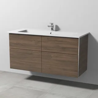 Sanipa 3way Keramik-Set Venticello Keramik-Waschtisch und Unterbau mit 4 Auszügen, Eiche-Arizona BR32780