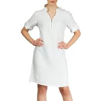 Caspar Sommerkleid SKL037 knielanges Damen Leinenkleid mit Reißverschluss Ausschnitt Luftig leicht, figurumspielende Form, mit seitlichem Jersey-Einsatz