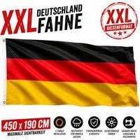 Taffstyle Flagge Deutsche Fahne Hissflagge 2 Metallösen XXL Deutschland 450cm x 190cm (Große Deutschland Fahne mit Metallösen für WM EM und Public Viewing), Deutschlandfahne EM WM Fanartikel Flagge Basketball Handball Fussball