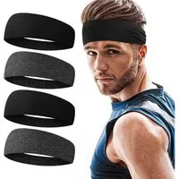 LuxusKollektion Schweißband Sport Stirnbänder Unisex elastisch dünn rutschfest 4er Set