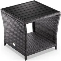 Casaria Beistelltisch (1-St), Polyrattan WPC Tischplatte 45x45x40cm Wetterfest Outdoor Garten