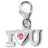 schmuck23 Charm-Einhänger Charm Anhänger Herz Liebe Love 925 Silber Kettenanhänger Zirkonia (1-tlg), Für Armband, Halskette oder Schlüsselanhänger