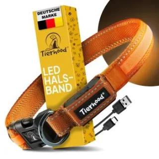 Tierhood Leuchtehalsband LED Halsband orange M
