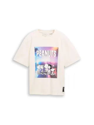 Denim Tom Tailor - Relaxed Fit T-Shirt mit Snoopy-Print off white - Gr. - XL