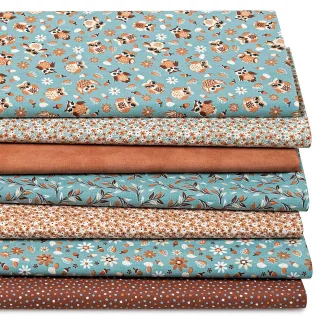 Patchwork- und Quiltpaket "Happy Owls", braun-color