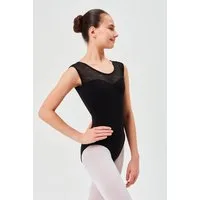 tanzmuster Body Ballett Trikot Cora mit Spitzeneinsatz ärmelloser Ballettbody aus weichem Baumwollmischgewebe