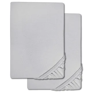 Spannbettlaken Microfaser Interlock-Jersey silber grau 90 x 190 - 100 x 200 cm Doppelpack