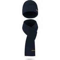 normani Strickmütze Winterset aus Merinowolle Schal und Mütze glatt