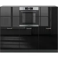 Vicco Küchenzeile R-Line, Schwarz Hochglanz/Anthrazit, 180 cm ohne Arbeitsplatte