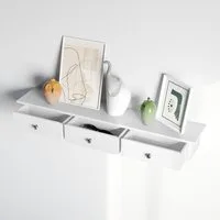 SONGMICS Wandregal Platzsparendes Schweberegal mit 3 Schubladen, moderner Stil, bis 15 kg belastbar, 15 x 80 x 10 cm
